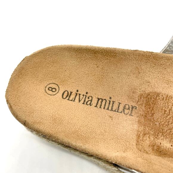 Olivia Miller Womens 8 Slide Sandal Silver Metallic Espadrille Platform Summer - Picture 9 of 10